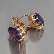 Gold Amethyst Crown Earrings